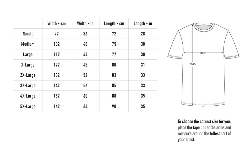 Size chart for Hell Kitty Tee - Black