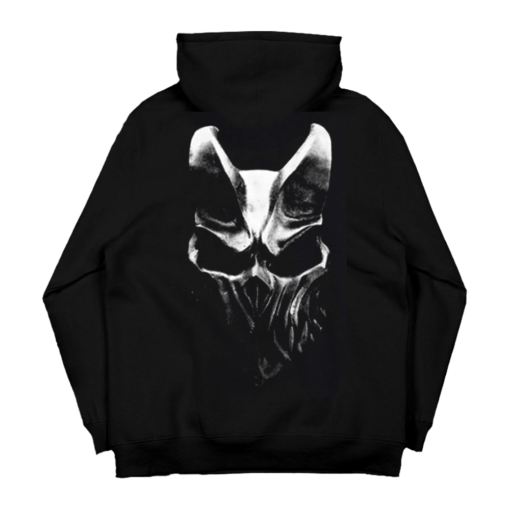 Red Logo Mask Hoodie - Black